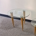 Set of Glass Top Coffee and End Tables w/ Wood Legs